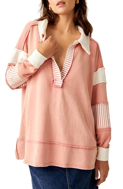 Free People Prep Oversized Polo In Pink