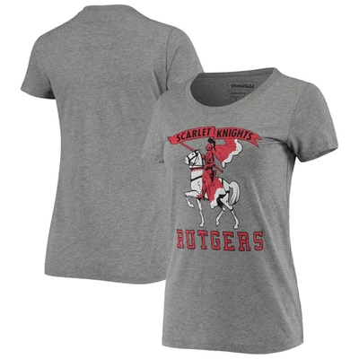 Homefield Heathered Grey Rutgers Scarlet Knights Vintage Tri-blend T-shirt In Heather Grey