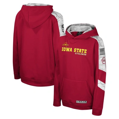 Colosseum Kids' Youth  Cardinal Iowa State Cyclones Oht Military Appreciation Cyclone Digital Camo Pullover