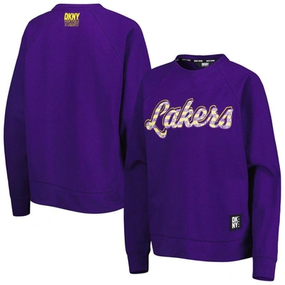 Dkny Sport Purple Los Angeles Lakers Regina Raglan Pullover Sweatshirt