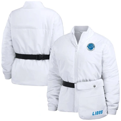 Wear By Erin Andrews White Detroit Lions Packaway Full-zip Puffer Jacket