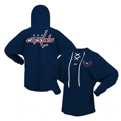 Fanatics Branded Navy Washington Capitals Jersey Lace-up V-neck Long Sleeve Hoodie T-shirt