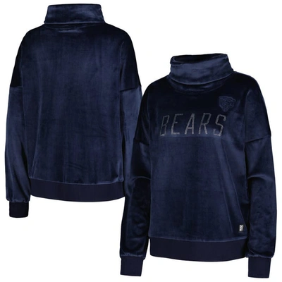 Dkny Sport Navy Chicago Bears Deliliah Rhinestone Funnel Neck Pullover Sweatshirt