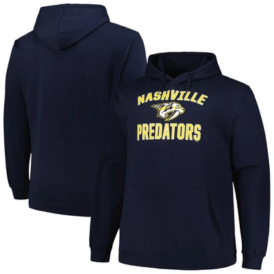 Profile Men's  Navy Nashville Predators Big And Tall Arch Over Logo Pullover Hoodie