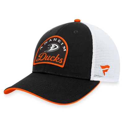 Fanatics Branded Men's Black/white Anaheim Ducks Fundamental Adjustable Hat In Black,whit