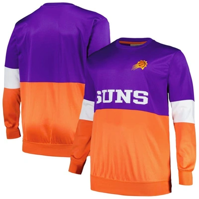 Fanatics Men's  Purple, Orange Phoenix Suns Big And Tall Split Pullover Sweatshirt In Purple,orange