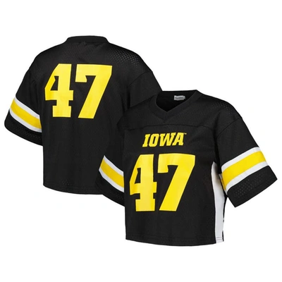 Established & Co. #47 Black Iowa Hawkeyes Fashion Boxy Cropped Football Jersey