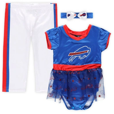 Jerry Leigh Babies' Girls Infant Royal Buffalo Bills Tailgate Game Day Bodysuit With Tutu, Headband & Leggings Cheerlead