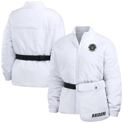 Wear By Erin Andrews White Las Vegas Raiders Packaway Full-zip Puffer Jacket
