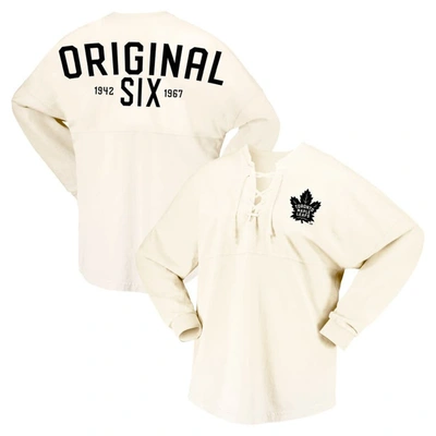 Fanatics Branded  Cream Toronto Maple Leafs Original Six Lace-up Spirit Jersey Long Sleeve T-shirt