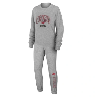 Wear By Erin Andrews Heather Gray Tampa Bay Buccaneers Knit Long Sleeve Tri-blend T-shirt & Pants Sl