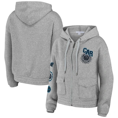 Wear By Erin Andrews Heather Gray Carolina Panthers Full-zip Hoodie