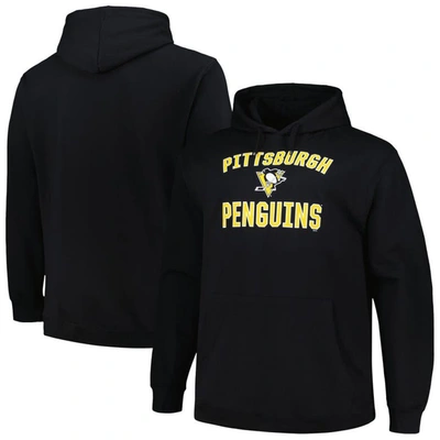 Profile Men's  Black Pittsburgh Penguins Big And Tall Arch Over Logo Pullover Hoodie