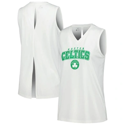 Levelwear White Boston Celtics Paisley Peekaboo Tank Top