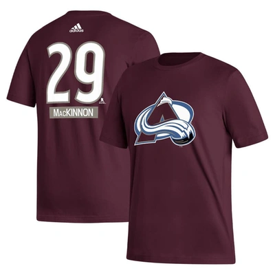 Adidas Originals Men's Adidas Nathan Mackinnon Burgundy Colourado Avalanche Fresh Name And Number T-shirt