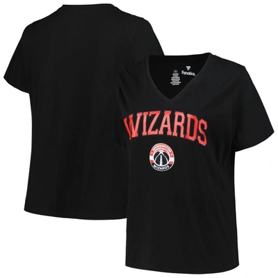 Profile Black Washington Wizards Plus Size Arch Over Logo V-neck T-shirt