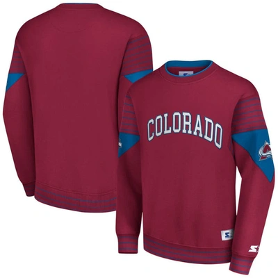 Starter Burgundy Colorado Avalanche Faceoff Pullover Sweatshirt