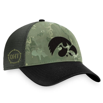 Top Of The World Hunter Green/gray Iowa Hawkeyes Oht Military Appreciation Unit Trucker Adjustable H In Hunter Green,gray