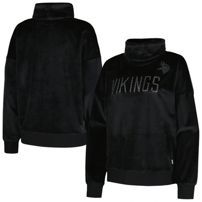 Dkny Sport Black Minnesota Vikings Deliliah Rhinestone Funnel Neck Pullover Sweatshirt