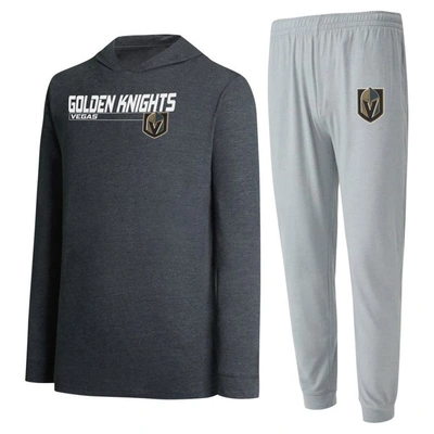 Concepts Sport Men's  Gray, Black Vegas Golden Knights Meter Pullover Hoodie And Jogger Pants Set In Gray,black