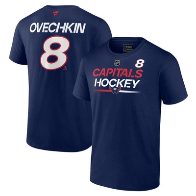 Fanatics Branded Alexander Ovechkin Navy Washington Capitals Authentic Pro Prime Name & Number T-shi