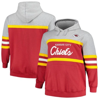 Mitchell & Ness Men's  Heather Gray, Red Kansas City Chiefs Big And Tall Head Coach Pullover Hoodie In Heather Gray,red