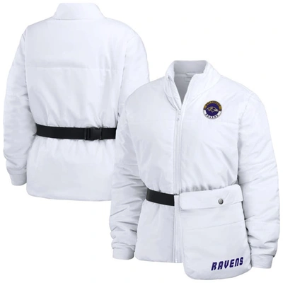 Wear By Erin Andrews White Baltimore Ravens Packaway Full-zip Puffer Jacket