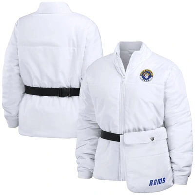 Wear By Erin Andrews White Los Angeles Rams Packaway Full-zip Puffer Jacket