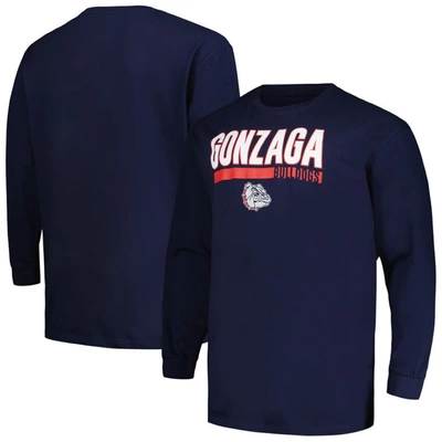 Profile Navy Gonzaga Bulldogs Big & Tall Two-hit Long Sleeve T-shirt