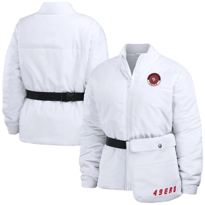 Wear By Erin Andrews White San Francisco 49ers Packaway Full-zip Puffer Jacket