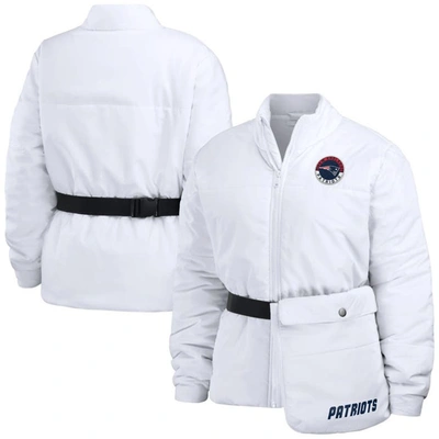 Wear By Erin Andrews White New England Patriots Packaway Full-zip Puffer Jacket