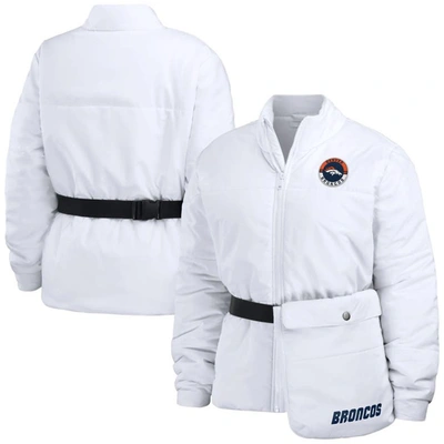 Wear By Erin Andrews White Denver Broncos Packaway Full-zip Puffer Jacket
