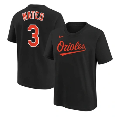 Nike Kids' Big Boys  Jorge Mateo Black Baltimore Orioles Player Name And Number T-shirt