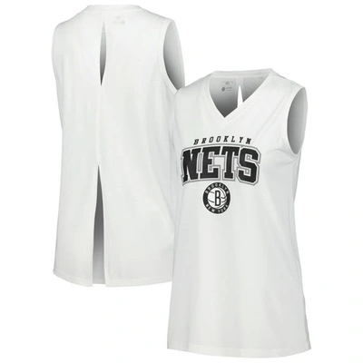 Levelwear White Brooklyn Nets Paisley Peekaboo Tank Top