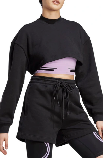 Adidas By Stella Mccartney Truecasuals Cropped Sweatshirt In Black