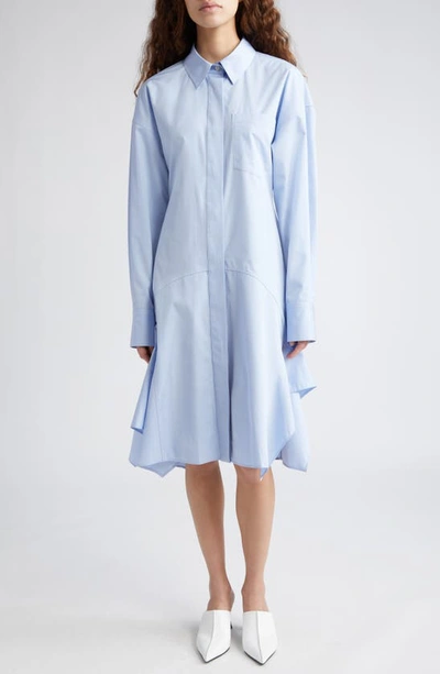 Stella Mccartney Long Sleeve Cotton Poplin Shirtdress In 4008 Sky Blue