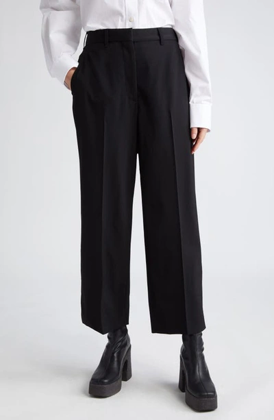 Stella Mccartney Crop Straight Leg Wool Trousers In 1000 - Black