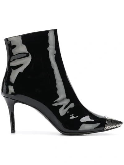 Marc Ellis Black Patent Metal Toe Boots