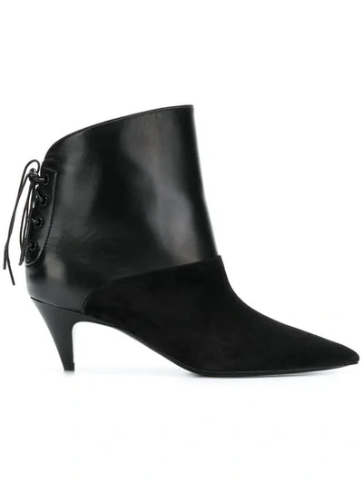 Saint Laurent Black Leather/suede Ankle Boots