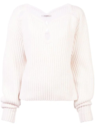 Hellessy Keyhole Shoulder Merino Wool Sweater In White