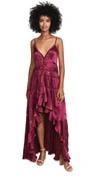 Rococo Sand High Low Dress In Maroon