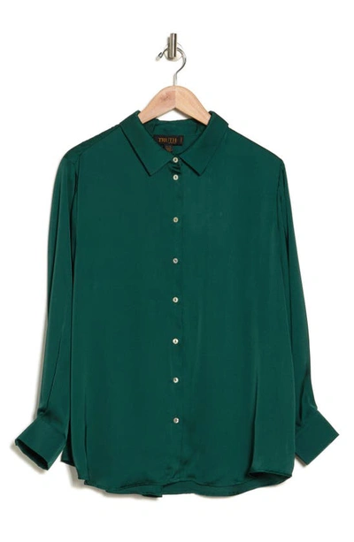 Truth Woven Button-up Shirt In Evergreen