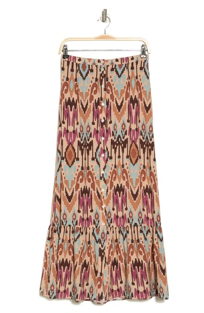 Dr2 By Daniel Rainn Paisley Button Front Maxi Skirt In O515 Sand