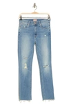 Mother The Dazzler Mid Rise Ankle Fray Jeans In Weekend Kitten