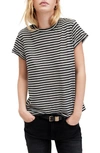 Allsaints Anna Stripe Cotton Blend T-shirt In Chalk/ Ink
