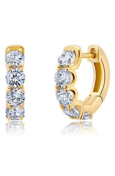 Crislu Small Brilliant Round Cubic Zirconia Hoop Earrings In Gold