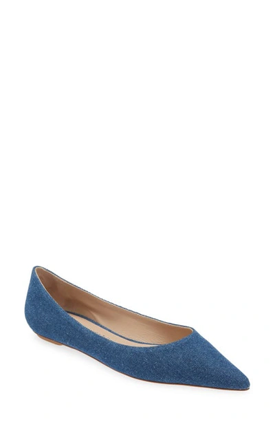 Stuart Weitzman Emilia Pointed Toe Flat In Blue