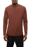 Cuts Ao Curved Hem Long Sleeve Henley In Umber