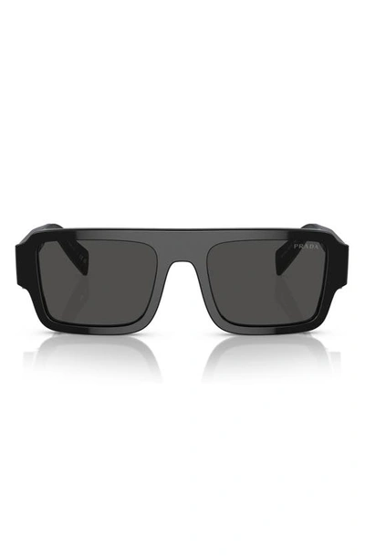 Prada 53mm Rectangle Sunglasses In Black