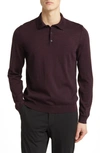 Hugo Boss Lancione Wool Sweater Polo In Dark Red